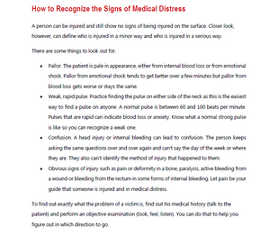 Recognize Sign of Medical Distress